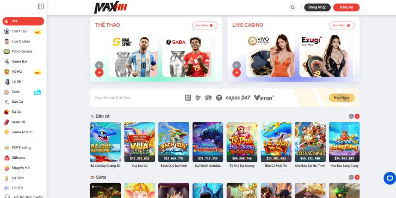 Thương hiệu MAX88 nổi tiếng với kho game độc đáo nhất thị trường